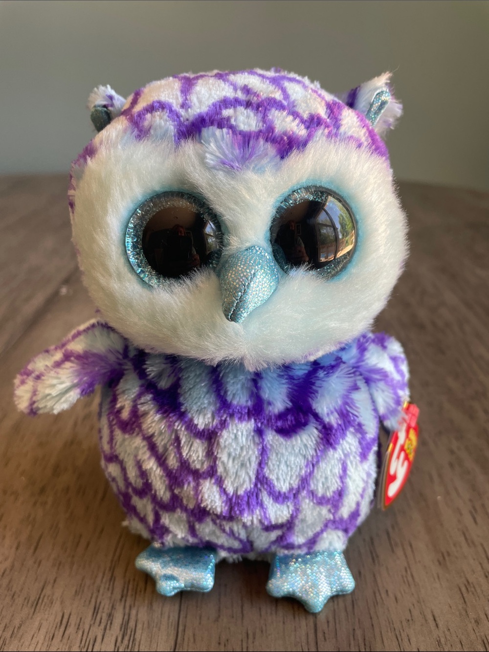 Ty Beanie Boos Purple and Teal Owl Plush - Oscar